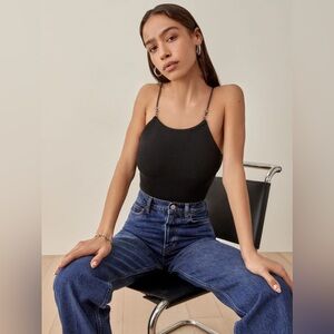 Reformation 100% Cotton Knit Top w/ adjustable chain link straps - new with tags